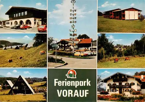 AK / Ansichtskarte 73917772 Siegsdorf__Oberbayern Ferienpark Vorauf Panorama Teilansichten Maibaum