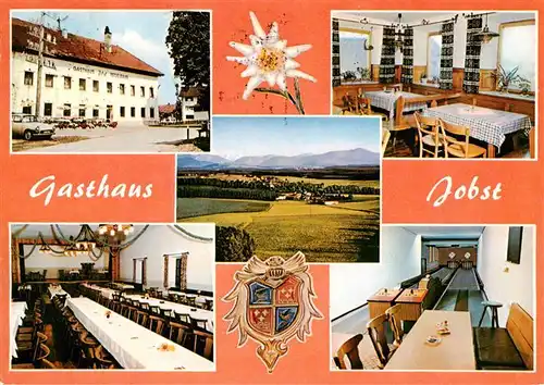 AK / Ansichtskarte 73917794 Rettenbach_Oberbayern Gasthaus Jobst Gastraeume Kegelbahn Panorama
