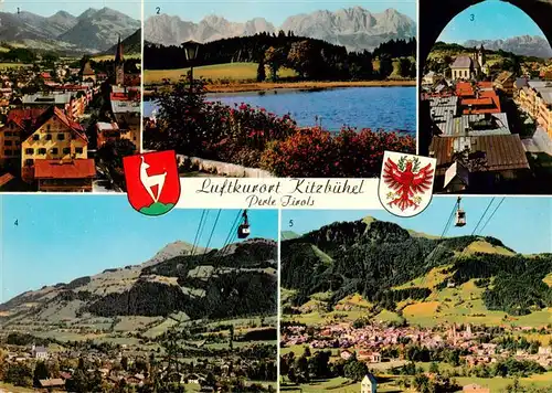 AK / Ansichtskarte  Kitzbuehel_Tirol_AT Panorama Schwarzsee mit Wilden Kaiser Hahnenkammbahn mit Horn und Hornbahn