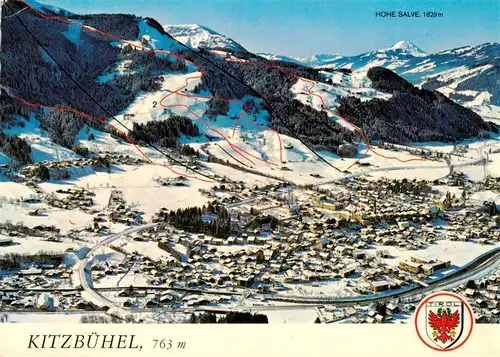 AK / Ansichtskarte  Kitzbuehel_Tirol_AT Hahnenkamm Seilbahn Asten Abfahrt Streifalm und Kampen Abfahrt