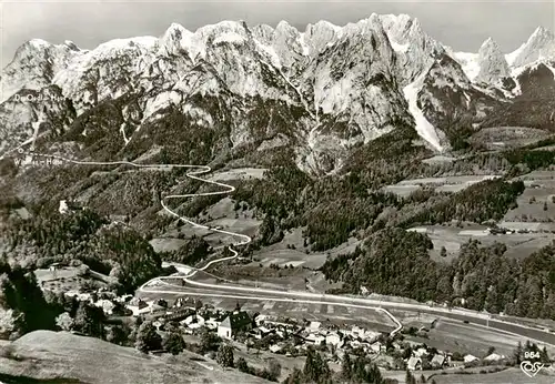 AK / Ansichtskarte  Werfen_Salzburg_AT mit Tennengebirge und Festung Hohenwerfen Fliegeraufnahme