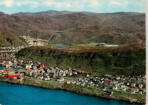 AK / Ansichtskarte 73917986 Hammerfest_Norge Aerial View of the words northernmost town