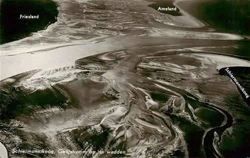 AK / Ansichtskarte  Schiermonnikoog Getijstroom op de wadden Friesland Ameland Schiermonnkoog Fliegeraufnahme