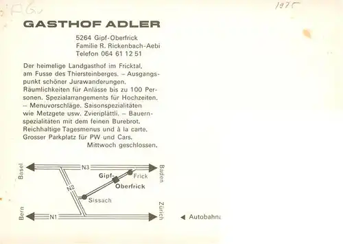 AK / Ansichtskarte  Gipf-Oberfrick Gasthof Adler Gastraum