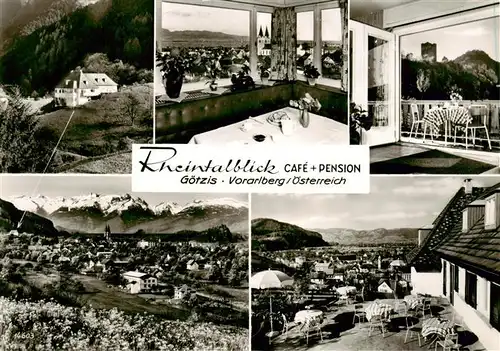AK / Ansichtskarte 73918105 Goetzis_Meschach_Vorarlberg_AT Rheintalblick Cafe und Pension Gastraeume Terrasse Panorama