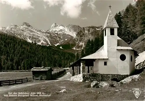 AK / Ansichtskarte  Stubaital_Tirol_AT Bei der Schlicker Alm mit Hohen Burgstall Kapelle