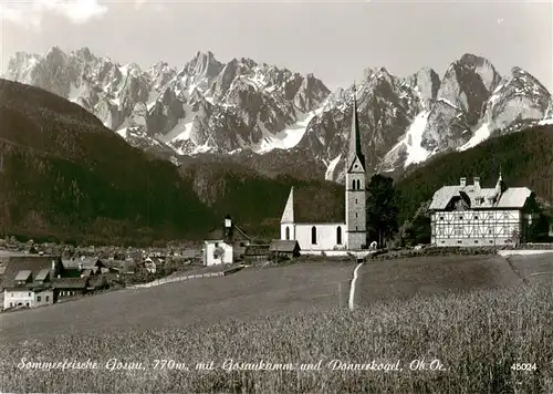 AK / Ansichtskarte  Gosau_Salzkammergut_Oberoesterreich_AT mit Gosaukamm und Donnerkogel und Kirche