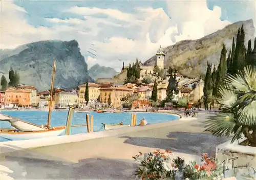AK / Ansichtskarte 73918162 Torbole_Lago_di_Garda_IT Panorama Kuenstlerkarte
