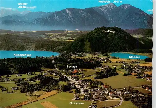 AK / Ansichtskarte  St_Kanzian_Klopeiner_See_Kaernten_AT Fliegeraufnahme mit Seelach St Kanzian Kleinsee Hochobir und die Steiner Alpen