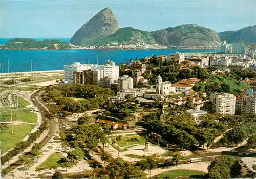 AK / Ansichtskarte  Rio_de_Janeiro Sugar Loaf Church of Glory and the Glory Hotel reflect on the waters of Guanabara Bay Fliegeraufnahme