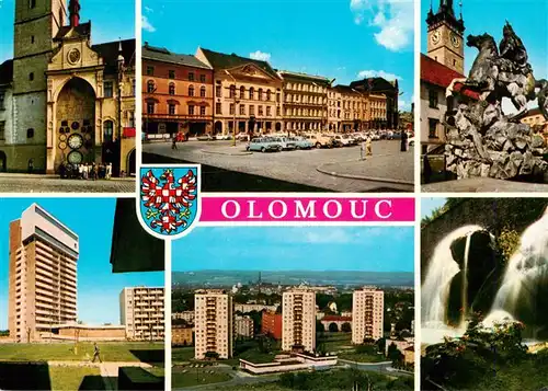 AK / Ansichtskarte  Olomouc_Olmuetz_CZ Orioj Namesti Miru Caesarova kasna Nova vystavba na ul Pavlova Celkovy pohled Bezrucovy sady