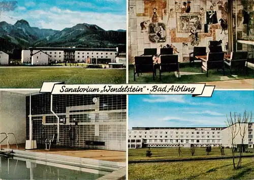 AK / Ansichtskarte 73918236 Bad_Aibling Sanatorium Wendelstein Foyer Behandlungsbecken Park