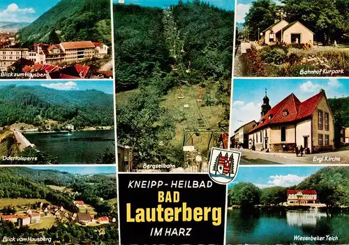 AK / Ansichtskarte  Bad_Lauterberg Hausberg Odertalsperre Panorama Bergseilbahn Bahnhof Kurpark Ev Kirche Wiesenbeker Teich