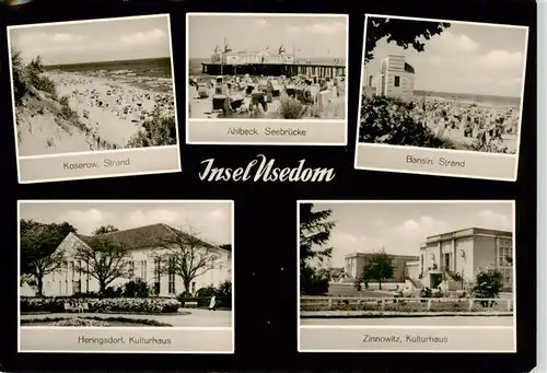 AK / Ansichtskarte  Insel_Usedom Koserow Strand Ahlbeck Seebruecke Bansin Strand Heringsdorf Kulturhaus Zinnowitz Kulturhaus