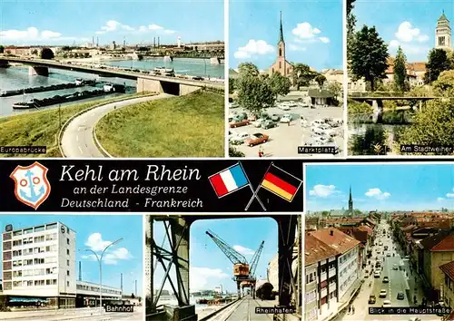 AK / Ansichtskarte 73918298 Kehl__Rhein Landesgrenze Marktplatz Am Stadtweiher Bahnhof Rheinhafen Hauptstrasse