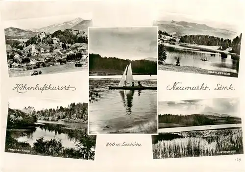 AK / Ansichtskarte  Neumarkt_Steiermark Panorama Graslupteich Muhrenteich Furthersee Bootspartie