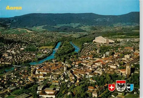 AK / Ansichtskarte  Aarau_AG mit Kuettingen Aare und Jura Fliegeraufnahme