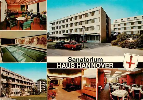 AK / Ansichtskarte  Bad_Pyrmont Sanatorium Haus Hannover Gastraeume Rezeption Hallenbad