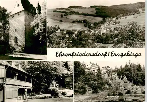 AK / Ansichtskarte  Ehrenfriedersdorf_Erzgebirge Alte Wehrkirche Seifental Heimatmuseum Naturbuehne