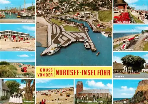 AK / Ansichtskarte  Insel_Foehr Wyk Hafen ellenberg Nieblum Strand Friesinnen Utersum Fliegeraufnahme Suedstrand Nieblum Gosing Kliff St Lautrenti Kirche