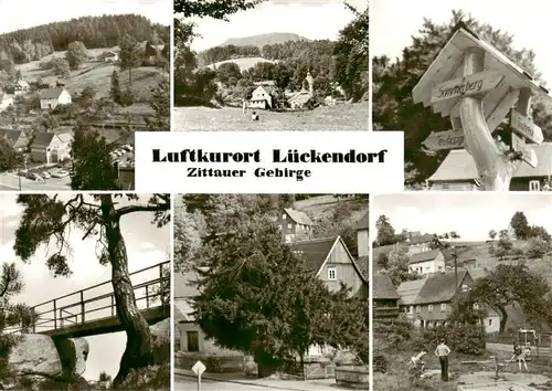 AK / Ansichtskarte 73918450 Lueckendorf Zittauer Gebirge Teilansichten Wegweiser Bruecke Spielplatz