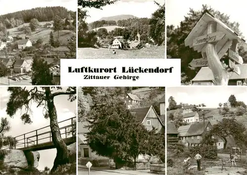 AK / Ansichtskarte  Lueckendorf Zittauer Gebirge Teilansichten Wegweiser Bruecke Spielplatz