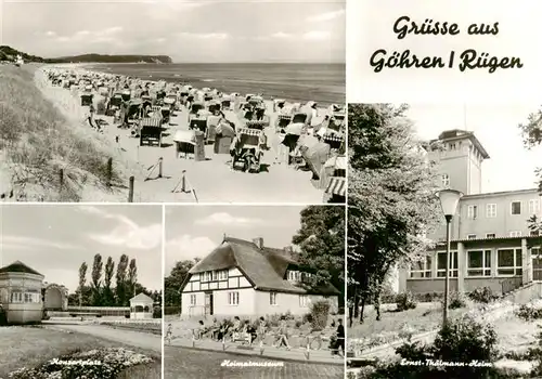 AK / Ansichtskarte  Goehren__Ostseebad_Ruegen Strand Konzertplatz Heimatmuseum Ernst Thaelmann Heim