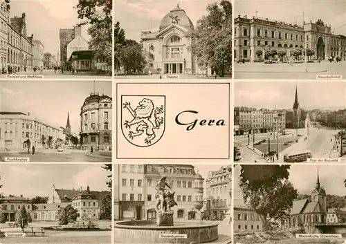 AK / Ansichtskarte  Gera Postamt und Hochhaus Puschkinplatz Stalinparkpark Theater Simsonbrunnen Hauptbahnhof Platz der Republik Marienkirche