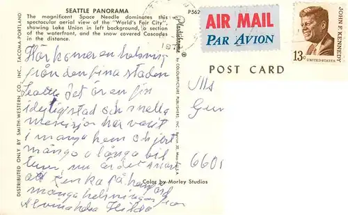 AK / Ansichtskarte  Seattle_Washington_USA The Space Needle dominates this spectacular aerial view of the Worlds Fair City