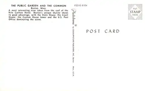AK / Ansichtskarte  Boston__Massachusetts_USA The Public Garden and the Common Fliegeraufnahme