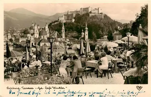 AK / Ansichtskarte  Salzburg__AT Terrasse Cafe Winkler Blick zur Festung