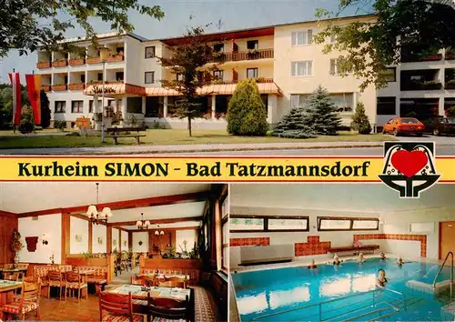 AK / Ansichtskarte 73918623 Bad_Tatzmannsdorf_Burgenland_AT Kurheim Simon Gastraum Hallenbad
