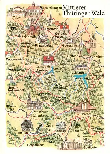 AK / Ansichtskarte  Dietharz_Tambach Mittlerer Thueringer Wald Gebietskarte