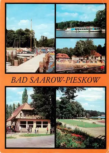 AK / Ansichtskarte  Pieskow_Bad_Saarow Bootsliegeplatz Dampferanlegestelle Schwanenwiese Strandbad HOG Pechhuette Erich Weinert Patz