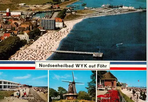 AK / Ansichtskarte 73918671 Wyk__Foehr Fliegeraufnahme Partie am Wellenbad Muehle Strand