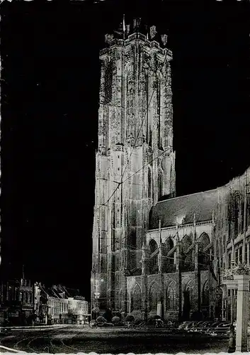 AK / Ansichtskarte 73918736 Mechelen__Malines_Belgie Verlicht St Romboutskerk