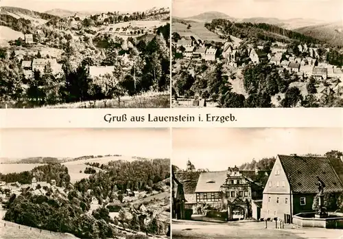 AK / Ansichtskarte 73918742 Lauenstein_Erzgebirge Panorama Ortspartie mit Brunnen