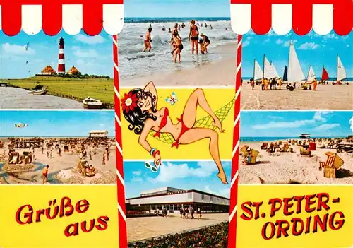 AK / Ansichtskarte  St_Peter-Ording Leuchtturm Strandpartien Hotel Strandsegler