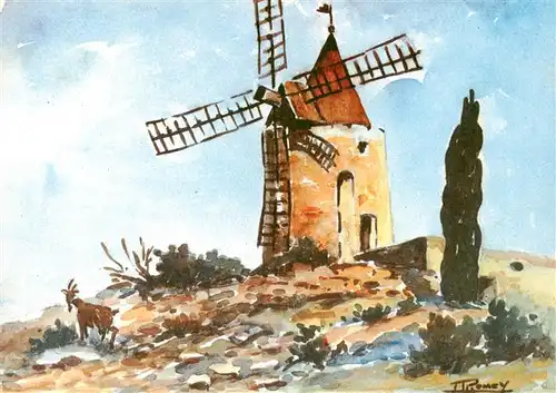 AK / Ansichtskarte  Fontvieille_13_Bouches-du-Rhone Le Moulin de Daudet Kuenstlerkarte