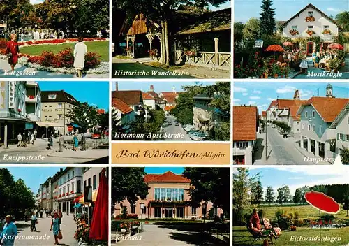 AK / Ansichtskarte  Bad_Woerishofen Kurgarten Historische Wandelbahn Mostkruegle Kneippstrasse Hermann Aust Strasse Hauptstrasse Kurpromenade Kurhaus Eichwaldanlagen