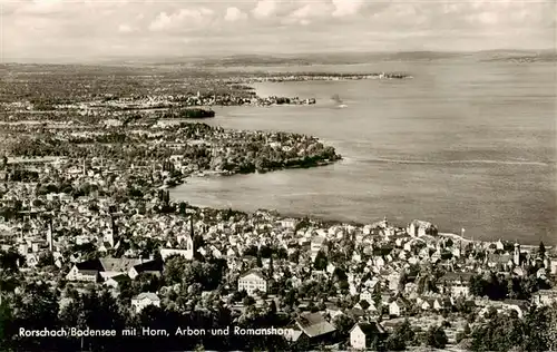 AK / Ansichtskarte  Rorschach_Bodensee_SG Fliegeraufnahme mit Horn Arbon und Romanshorn