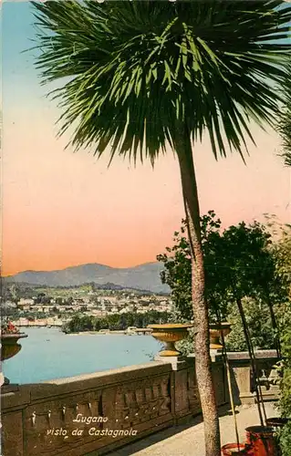 AK / Ansichtskarte  Lugano_Lago_di_Lugano_TI Visto da Castagnola