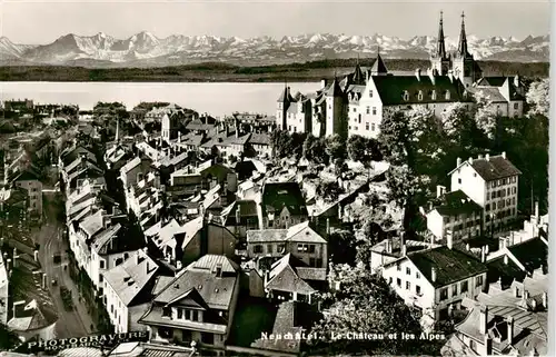 AK / Ansichtskarte  Neuchatel_NE Le Chateau et les Alpes
