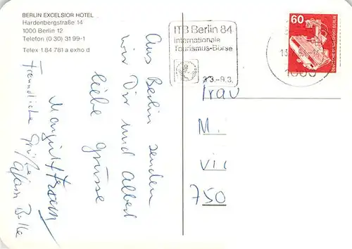 AK / Ansichtskarte  Berlin Herdenbergstr Bahnhof Zoo Gedaechtniskirche Hotel Excelsior