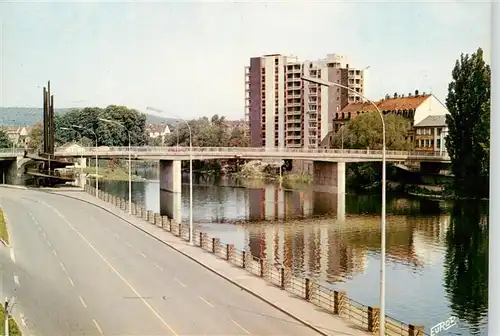 AK / Ansichtskarte  Sarreguemines_57_Moselle La Voie sur Berge Le Nouveau Pont et lImmeuble Les Bords de la Sarre