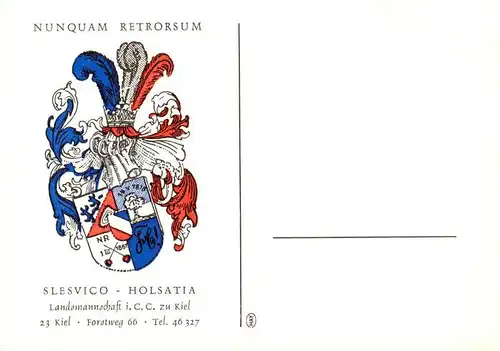 AK / Ansichtskarte  Kiel Slesvico Holsatia Landsmannschaft Wappen