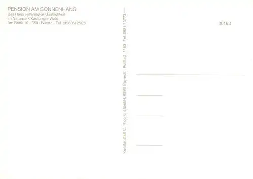 AK / Ansichtskarte  Nieste_Hessen Pension am Sonnenhang Fliegeraufnahme