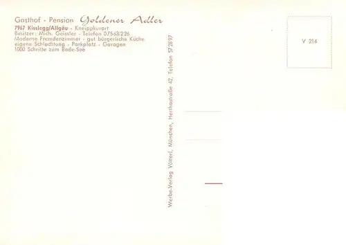 AK / Ansichtskarte 73919150 Kisslegg Gasthof Pension Goldener Adler Gastraeume Seepartie