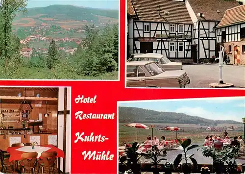 AK / Ansichtskarte  Erdhausen__Gladenbach_Hessen Panorama Hotel Restaurant Kuhrts Muehle Gaststube Terrasse