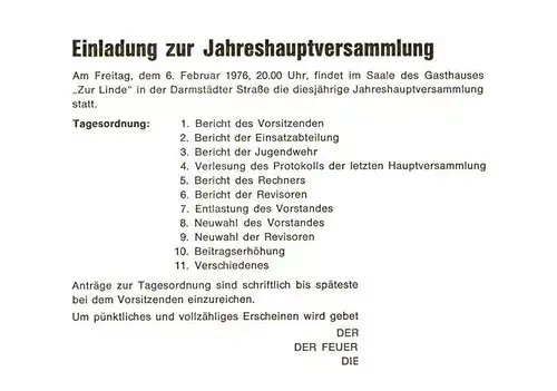AK / Ansichtskarte  Dietzenbach Feuerwehrvereinigung Einladung zur Jahreshauptversammlung